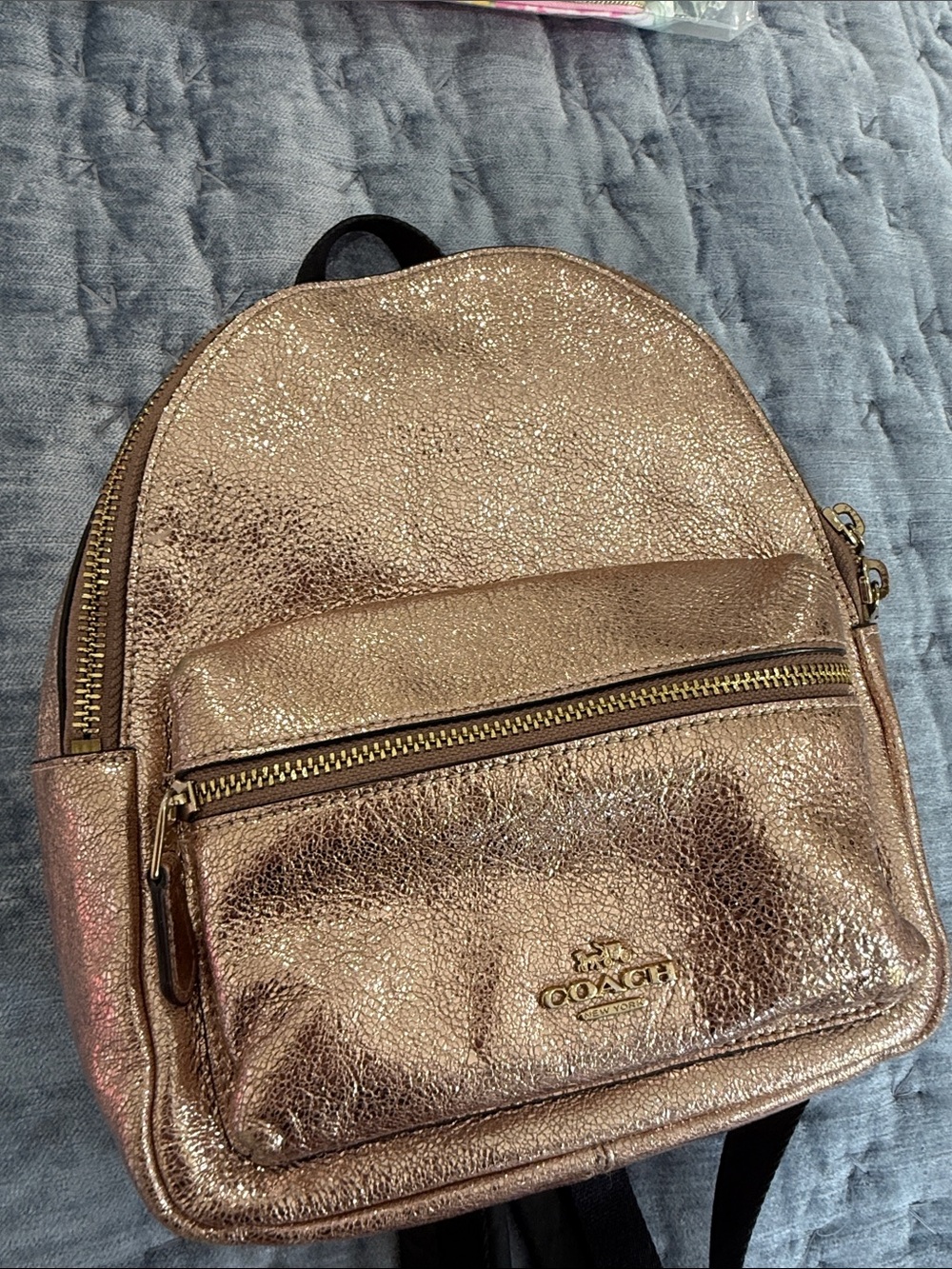 Coach Metallic Rose Gold Mini Backpack